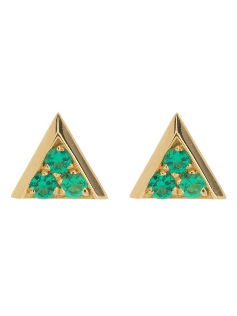 Bony Levy El Mar 18K Yellow Gold Emerald Triangle Stud Earrings